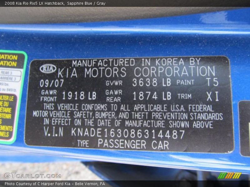 Sapphire Blue / Gray 2008 Kia Rio Rio5 LX Hatchback