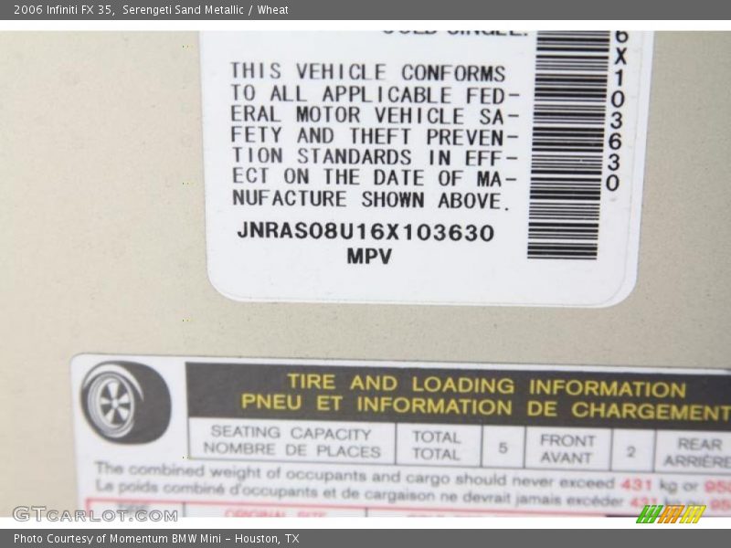 Serengeti Sand Metallic / Wheat 2006 Infiniti FX 35