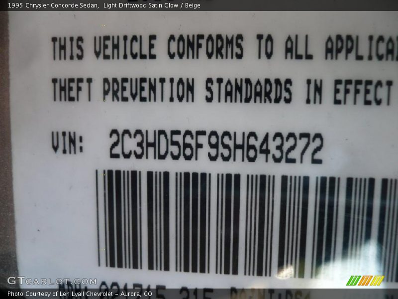 Light Driftwood Satin Glow / Beige 1995 Chrysler Concorde Sedan