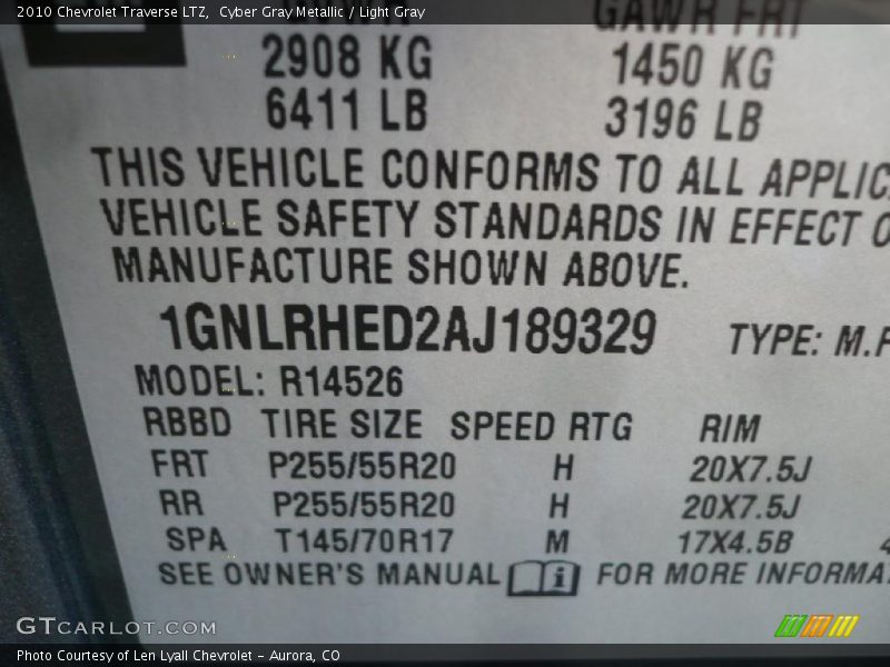 Cyber Gray Metallic / Light Gray 2010 Chevrolet Traverse LTZ
