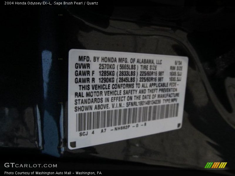 Sage Brush Pearl / Quartz 2004 Honda Odyssey EX-L