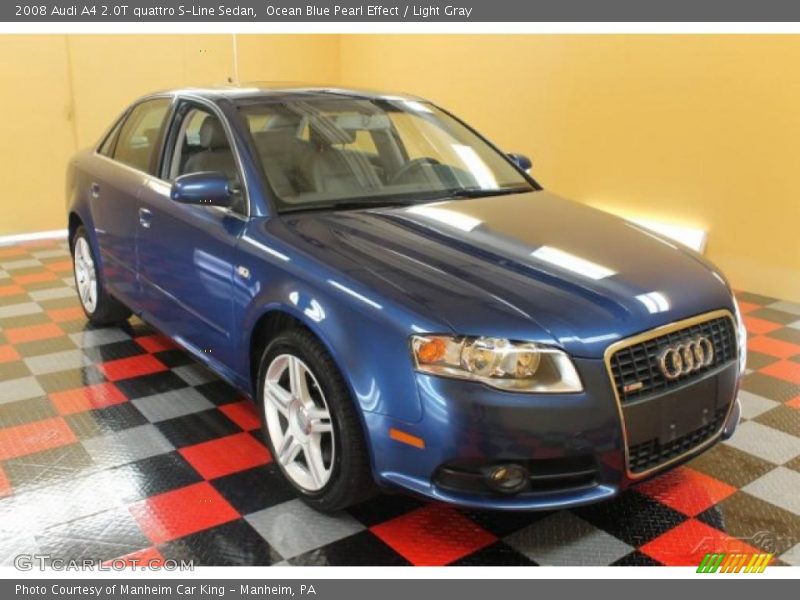 Ocean Blue Pearl Effect / Light Gray 2008 Audi A4 2.0T quattro S-Line Sedan