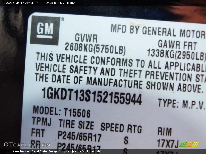 Onyx Black / Ebony 2005 GMC Envoy SLE 4x4