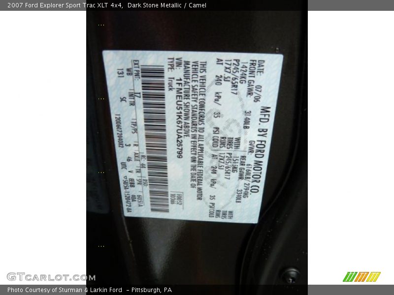 Dark Stone Metallic / Camel 2007 Ford Explorer Sport Trac XLT 4x4