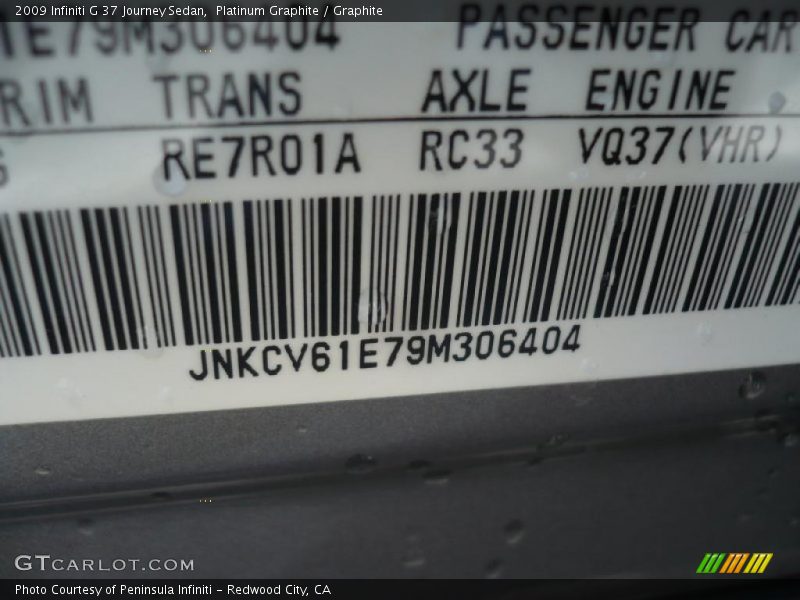 Platinum Graphite / Graphite 2009 Infiniti G 37 Journey Sedan