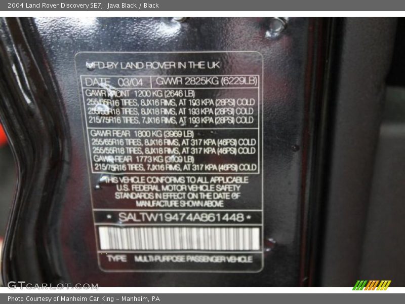 Java Black / Black 2004 Land Rover Discovery SE7