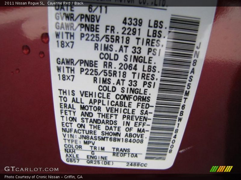 Cayenne Red / Black 2011 Nissan Rogue SL