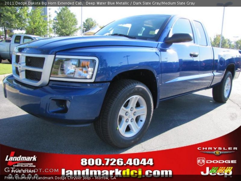 Deep Water Blue Metallic / Dark Slate Gray/Medium Slate Gray 2011 Dodge Dakota Big Horn Extended Cab