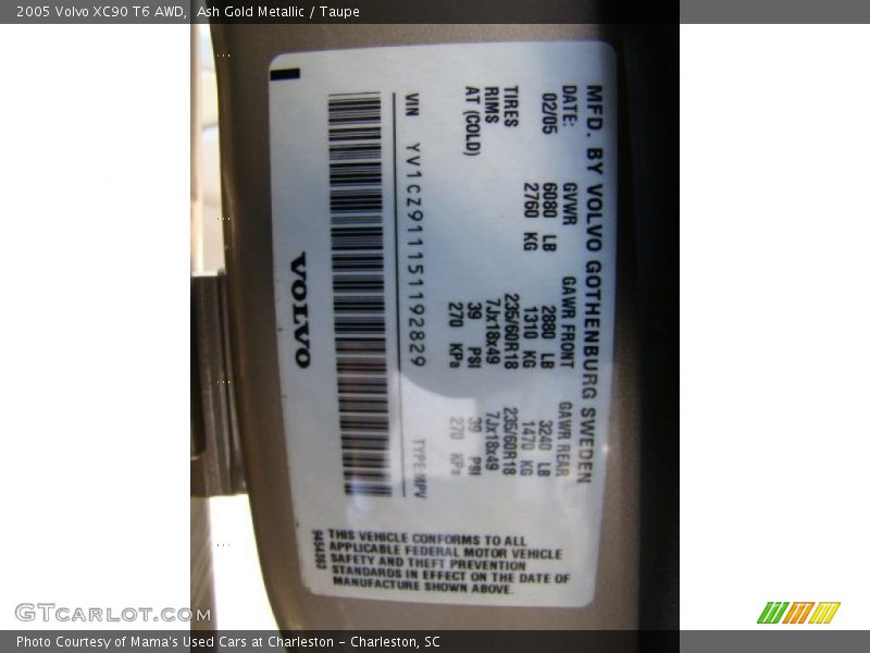 Ash Gold Metallic / Taupe 2005 Volvo XC90 T6 AWD