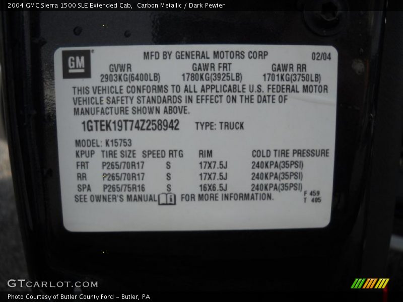 Carbon Metallic / Dark Pewter 2004 GMC Sierra 1500 SLE Extended Cab