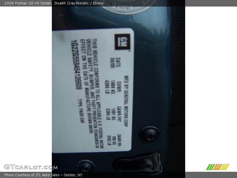 Stealth Gray Metallic / Ebony 2006 Pontiac G6 V6 Sedan
