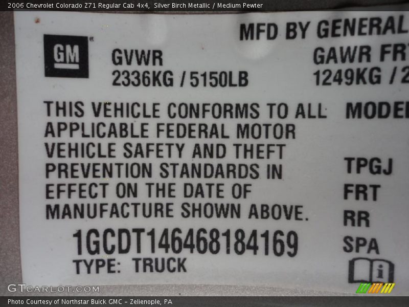 Silver Birch Metallic / Medium Pewter 2006 Chevrolet Colorado Z71 Regular Cab 4x4