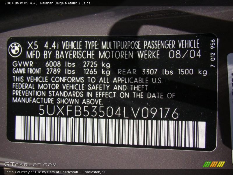 Kalahari Beige Metallic / Beige 2004 BMW X5 4.4i