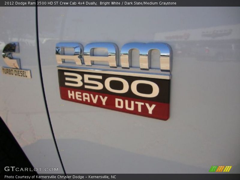 Bright White / Dark Slate/Medium Graystone 2012 Dodge Ram 3500 HD ST Crew Cab 4x4 Dually