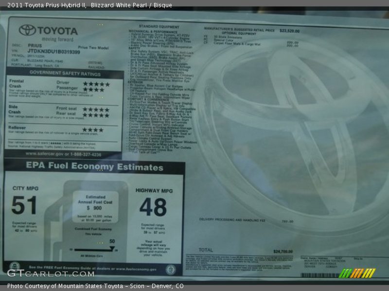Blizzard White Pearl / Bisque 2011 Toyota Prius Hybrid II