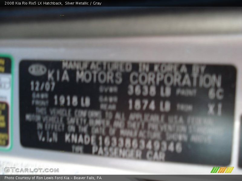 Silver Metallic / Gray 2008 Kia Rio Rio5 LX Hatchback