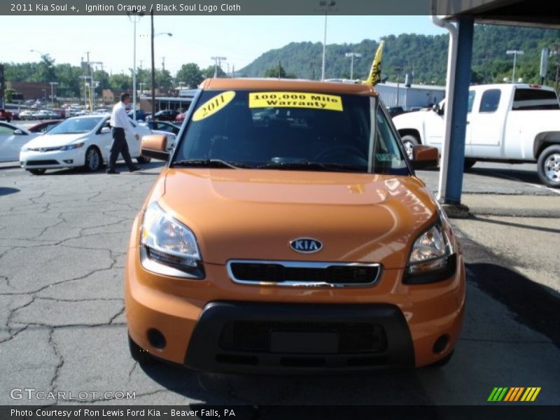 Ignition Orange / Black Soul Logo Cloth 2011 Kia Soul +