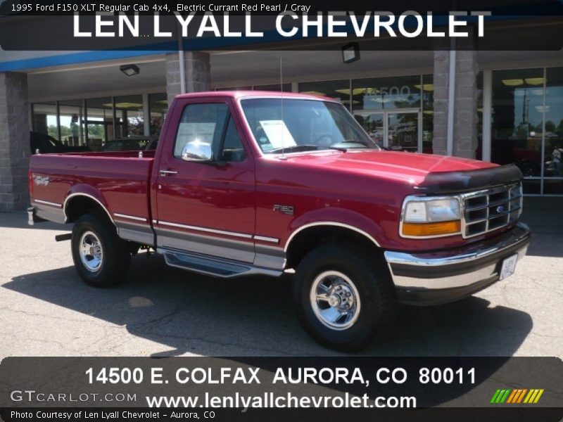 Electric Currant Red Pearl / Gray 1995 Ford F150 XLT Regular Cab 4x4