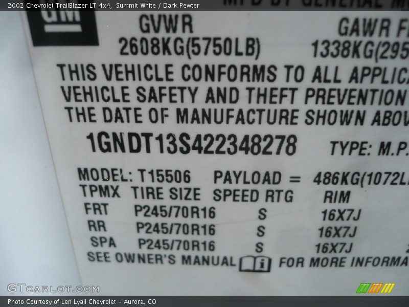 Summit White / Dark Pewter 2002 Chevrolet TrailBlazer LT 4x4