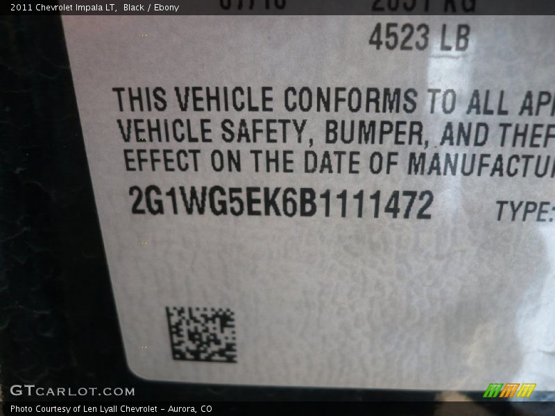 Black / Ebony 2011 Chevrolet Impala LT