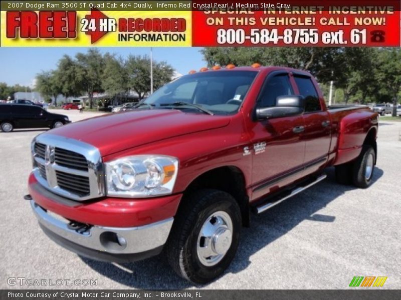 Inferno Red Crystal Pearl / Medium Slate Gray 2007 Dodge Ram 3500 ST Quad Cab 4x4 Dually