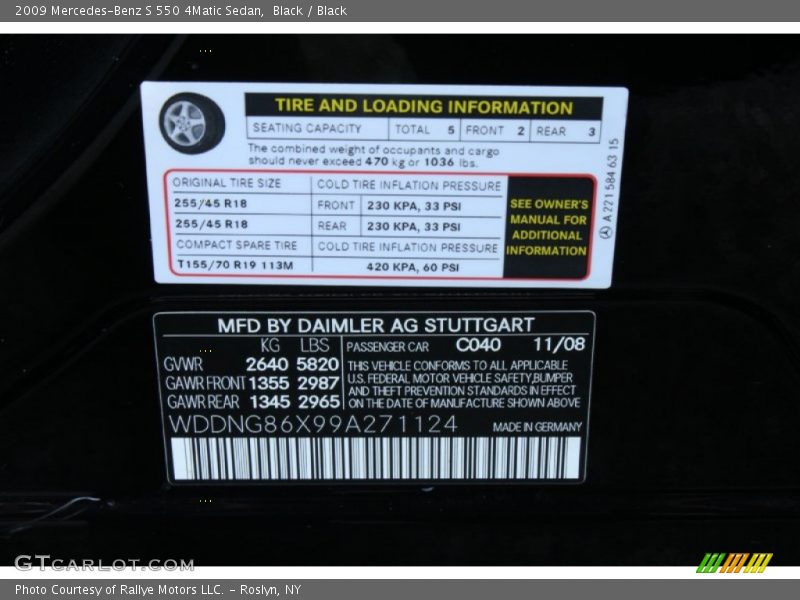 Black / Black 2009 Mercedes-Benz S 550 4Matic Sedan