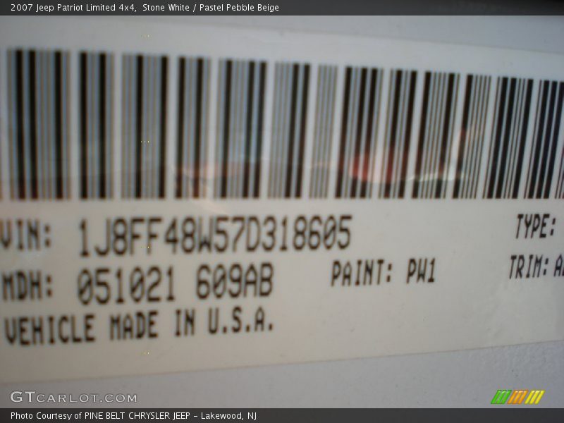 Stone White / Pastel Pebble Beige 2007 Jeep Patriot Limited 4x4
