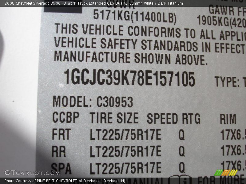 Summit White / Dark Titanium 2008 Chevrolet Silverado 3500HD Work Truck Extended Cab Dually