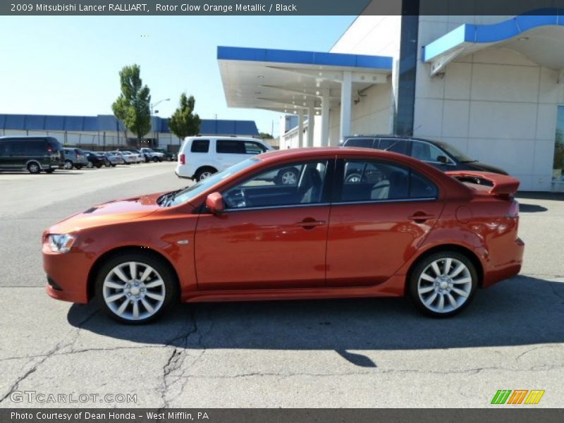 Rotor Glow Orange Metallic / Black 2009 Mitsubishi Lancer RALLIART