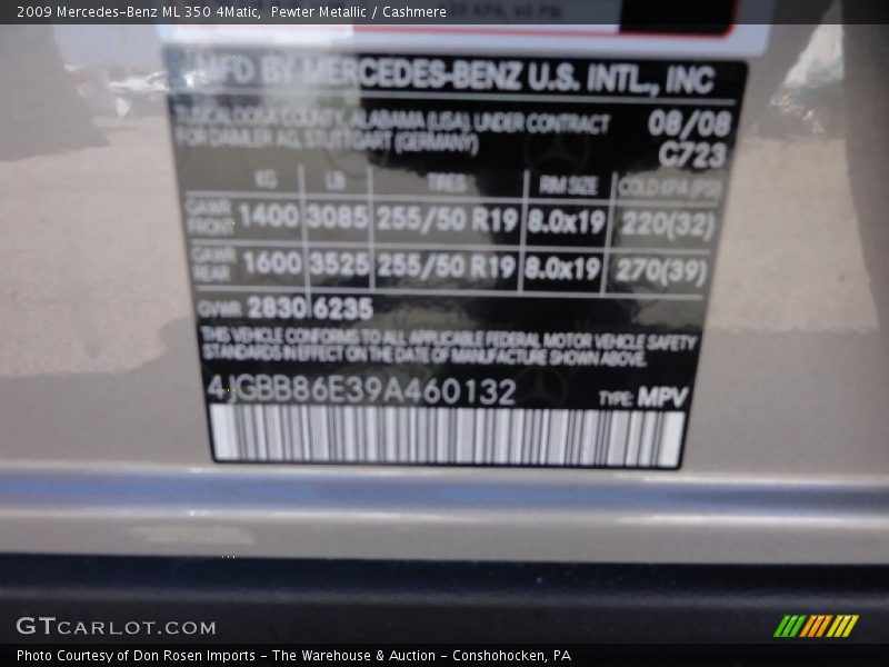 Pewter Metallic / Cashmere 2009 Mercedes-Benz ML 350 4Matic