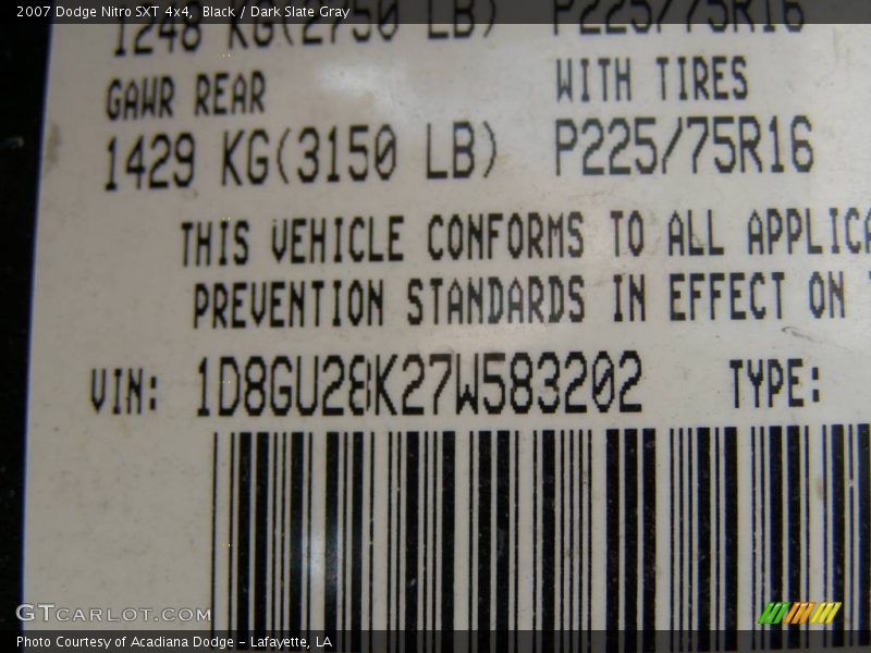 Black / Dark Slate Gray 2007 Dodge Nitro SXT 4x4
