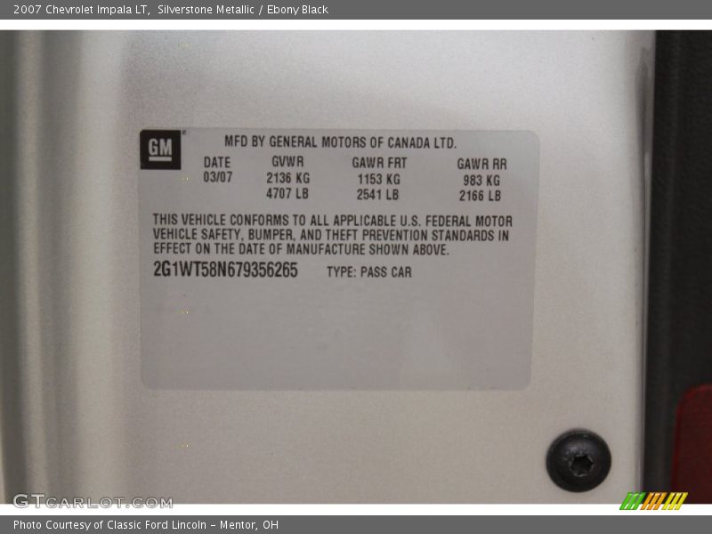 Silverstone Metallic / Ebony Black 2007 Chevrolet Impala LT
