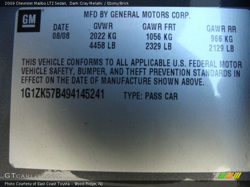 Dark Gray Metallic / Ebony/Brick 2009 Chevrolet Malibu LTZ Sedan