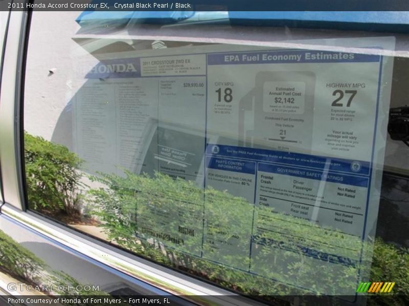 Crystal Black Pearl / Black 2011 Honda Accord Crosstour EX