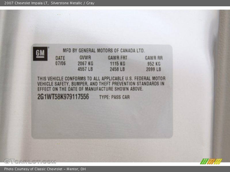 Silverstone Metallic / Gray 2007 Chevrolet Impala LT