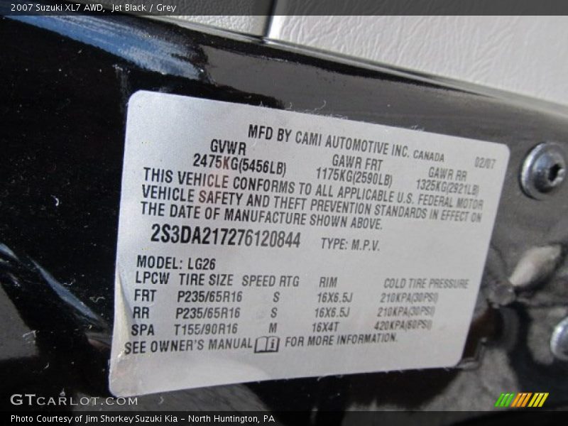 Jet Black / Grey 2007 Suzuki XL7 AWD