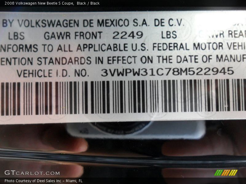 Black / Black 2008 Volkswagen New Beetle S Coupe