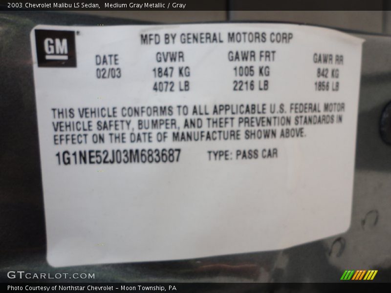 Medium Gray Metallic / Gray 2003 Chevrolet Malibu LS Sedan
