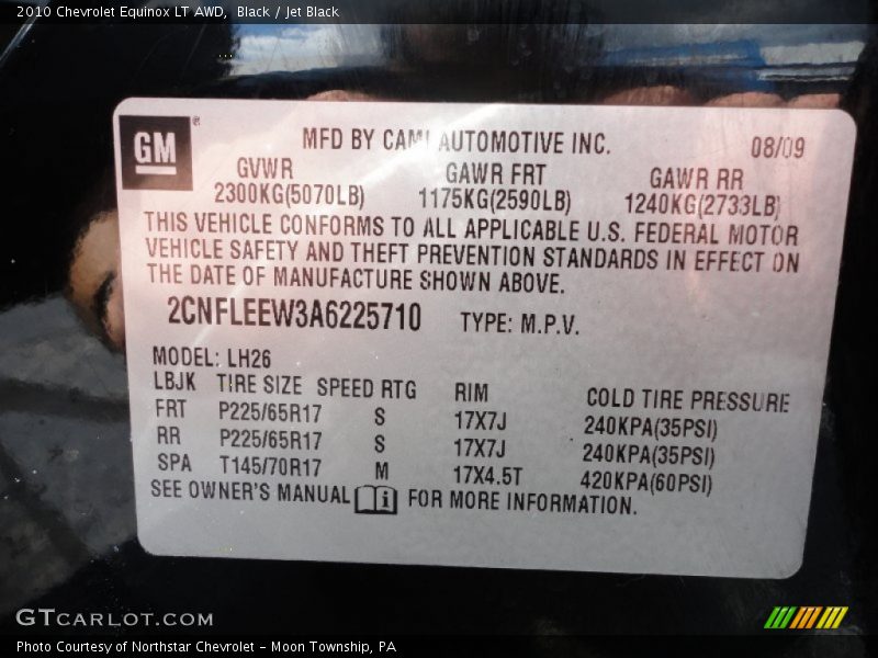 Black / Jet Black 2010 Chevrolet Equinox LT AWD