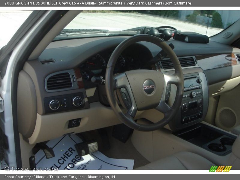 Summit White / Very Dark Cashmere/Light Cashmere 2008 GMC Sierra 3500HD SLT Crew Cab 4x4 Dually