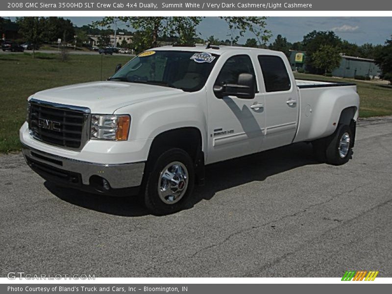 Summit White / Very Dark Cashmere/Light Cashmere 2008 GMC Sierra 3500HD SLT Crew Cab 4x4 Dually