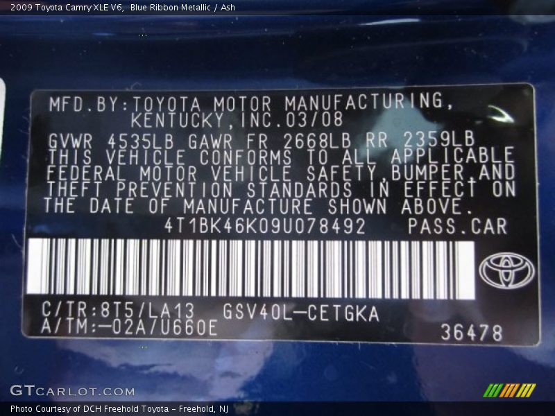 Blue Ribbon Metallic / Ash 2009 Toyota Camry XLE V6