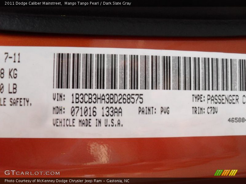 Mango Tango Pearl / Dark Slate Gray 2011 Dodge Caliber Mainstreet