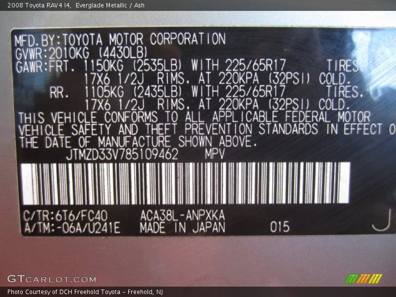 Everglade Metallic / Ash 2008 Toyota RAV4 I4