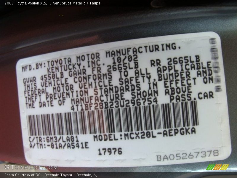 Silver Spruce Metallic / Taupe 2003 Toyota Avalon XLS