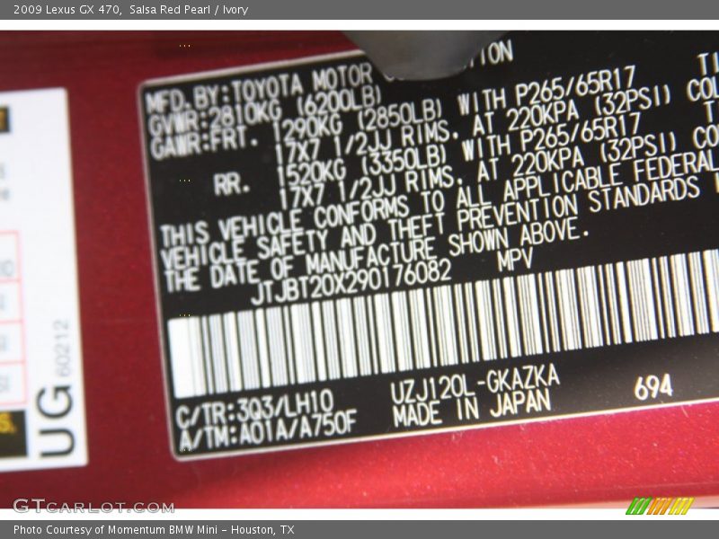 Salsa Red Pearl / Ivory 2009 Lexus GX 470