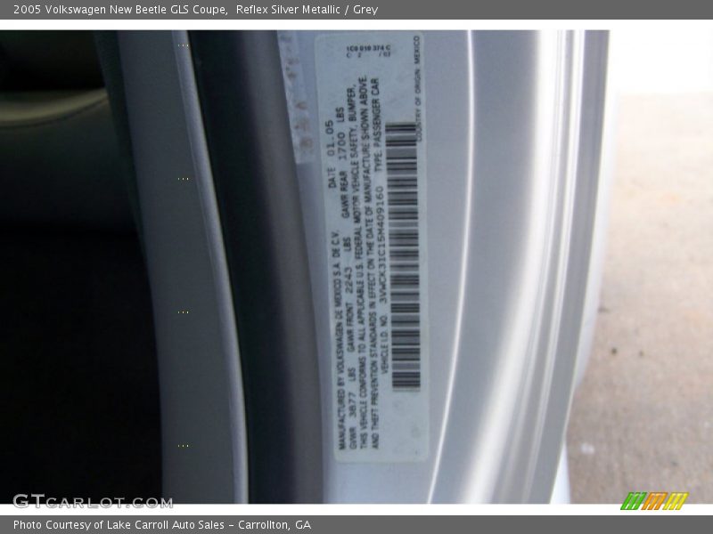 Reflex Silver Metallic / Grey 2005 Volkswagen New Beetle GLS Coupe