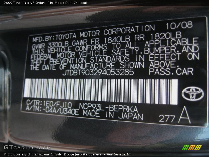 Flint Mica / Dark Charcoal 2009 Toyota Yaris S Sedan