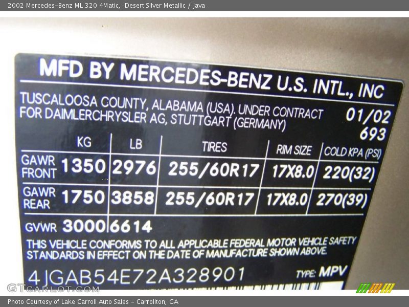 Desert Silver Metallic / Java 2002 Mercedes-Benz ML 320 4Matic