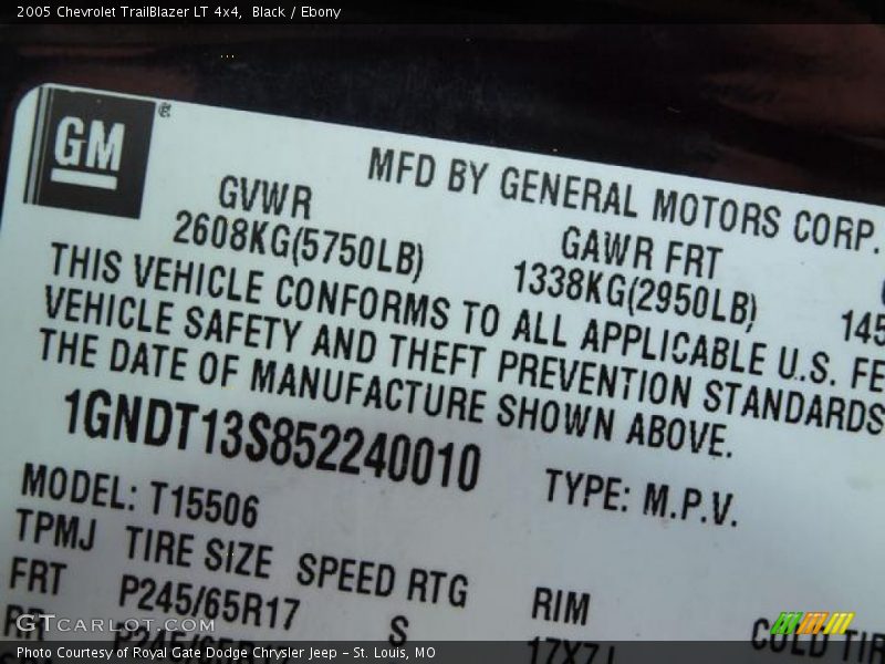 Black / Ebony 2005 Chevrolet TrailBlazer LT 4x4